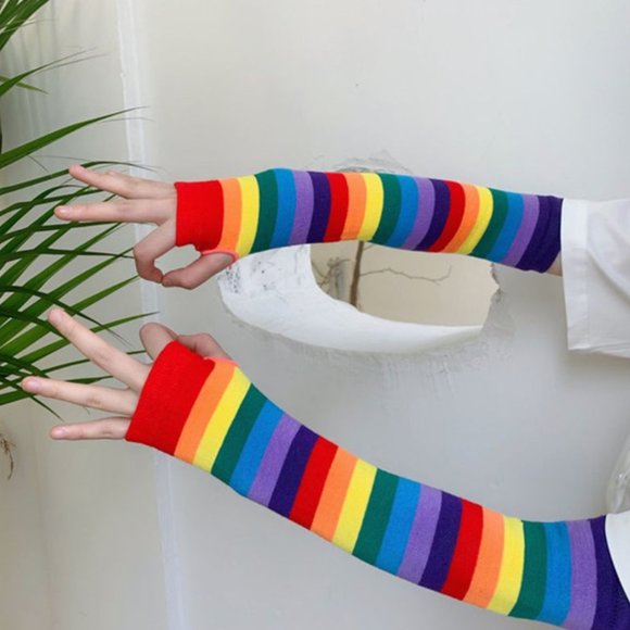 NEW Rainbow Arm Warmers, PRIDE Arm Warmers, NEXT DAY SHIPPING! <3 - Picture 6 of 8
